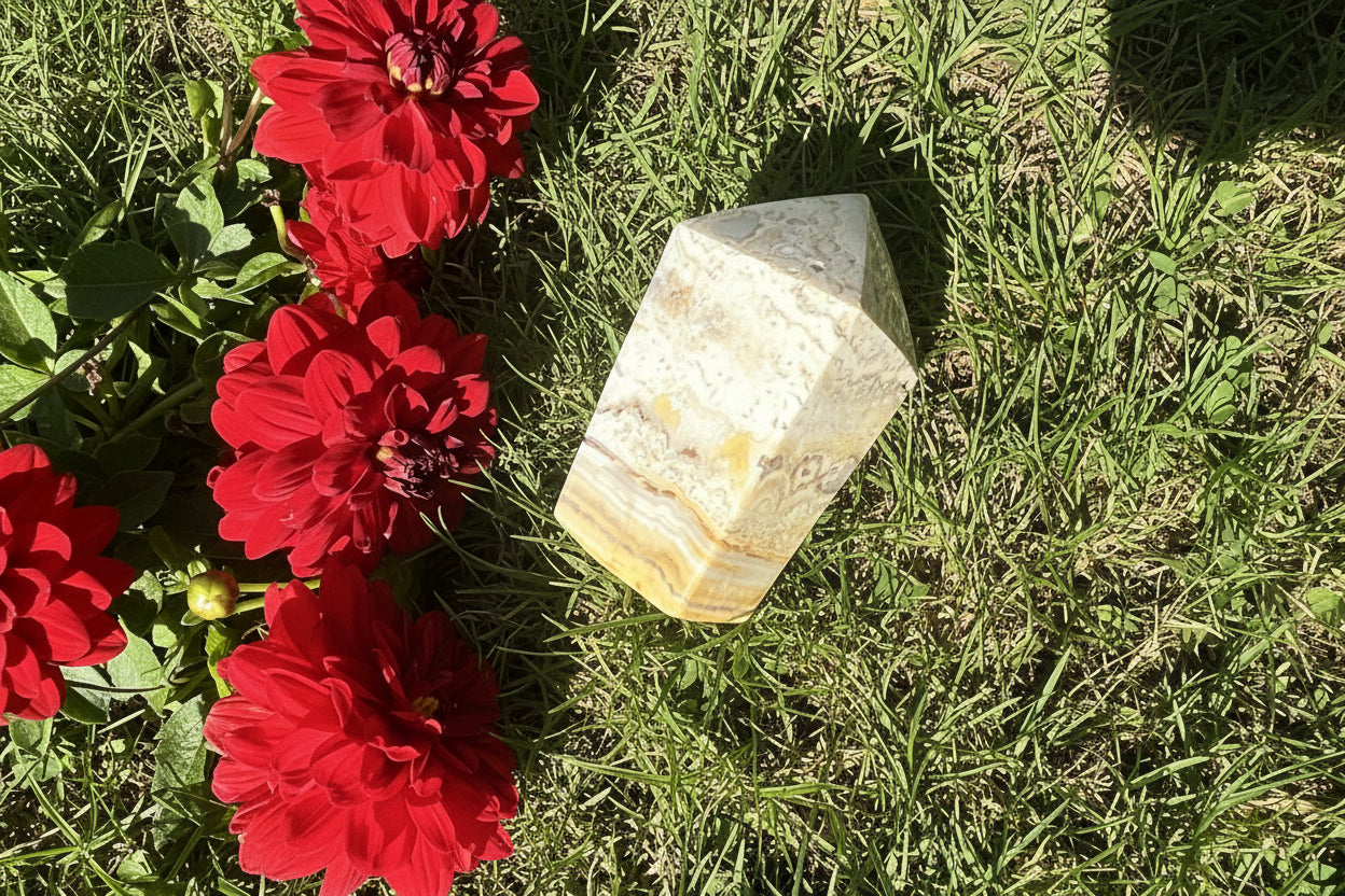 Yellow Crazy Lace Agate Tower